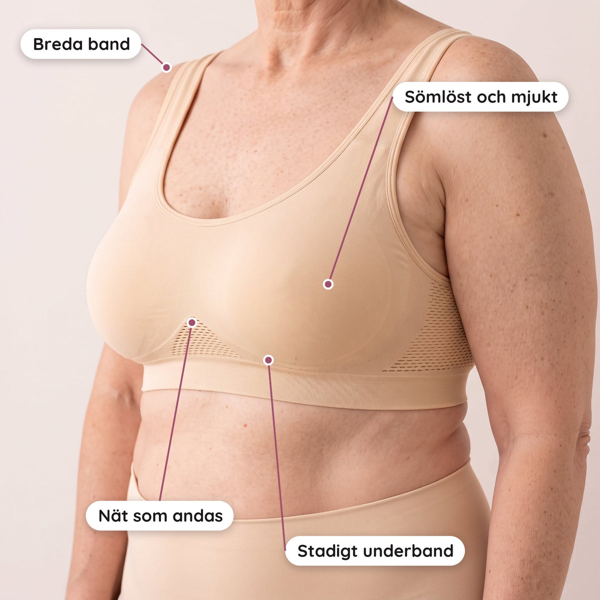 Breda band, nät som andas och brett underband på Mjukfamn Andningsbar BH