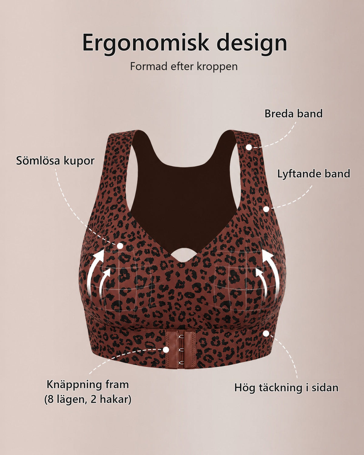 Ergonomisk design i brun leopard