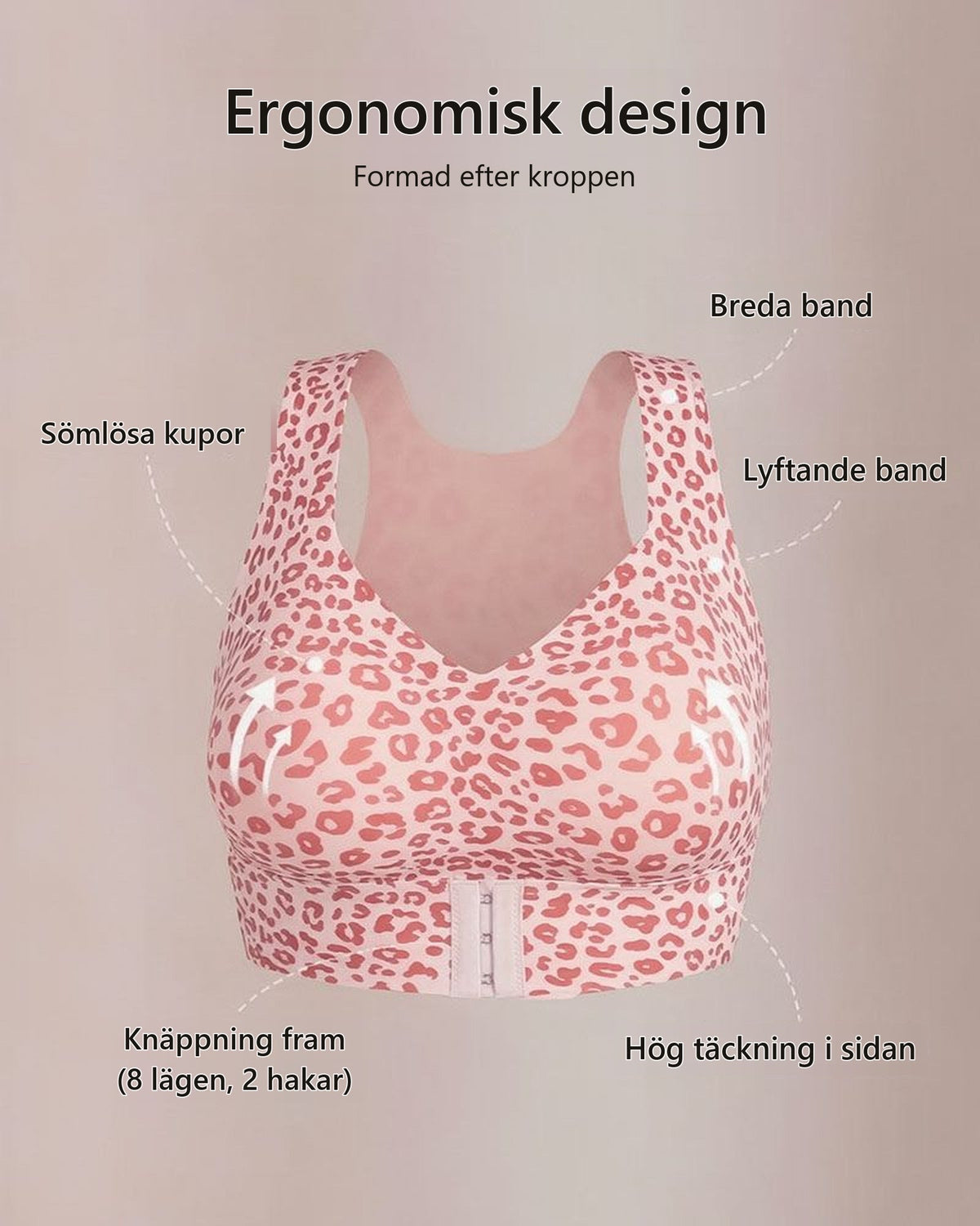 Ergonomisk design i rosa leopard